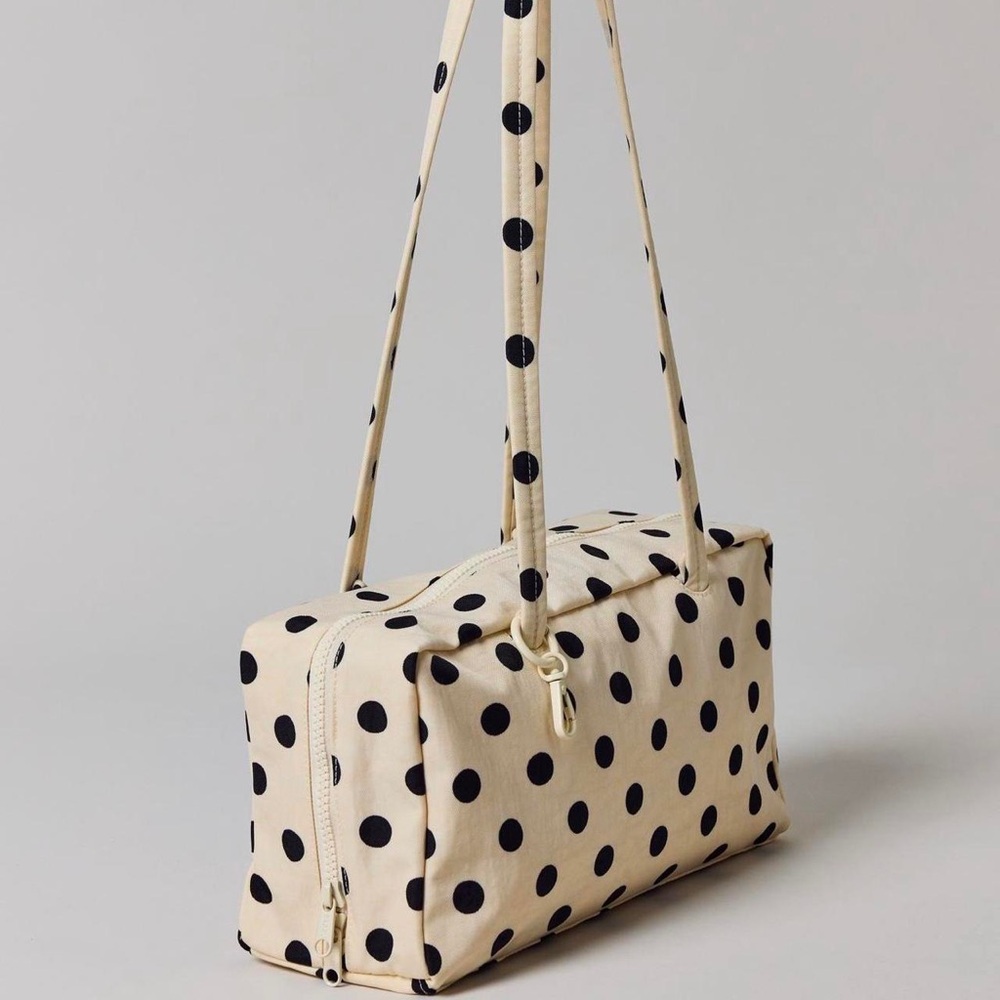 Baggu Cream & Black Polka Dot Nylon Bowler Bag